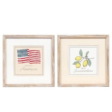 Click here to see Adams&Co 45175 45175 14x14x1.5 reversible wood frame sign (AMERICA/SWEET) multicolor  AMERICAN SUMMER COLLECTION