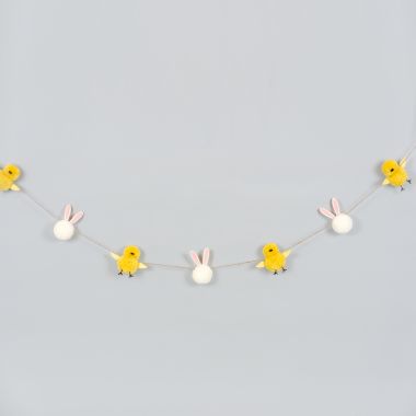 Click here to see Adams&Co 35021 35021 5? pom pom garland (BUNNY/CHICK) multicolor  BUNNIES & BLOOMS COLLECTION