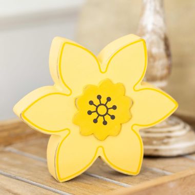 Click here to see Adams&Co 35018 35018 6x5x1 reversible chunky wood shape (DAFFODIL) yellow, brown  Bunnies & Blooms Collection