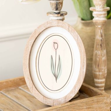 Click here to see Adams&Co 35012 35012 6x8x1.5 oval wood frame sign (TULIP) multicolor  BUNNIES & BLOOMS COLLECTION