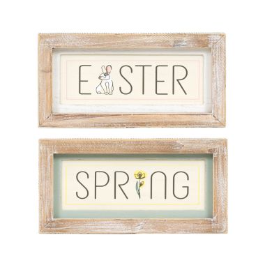 Click here to see Adams&Co 35011 35011 10x5x1.5 reversible wood frame sign (SPRING/EASTER) multicolor  BUNNIES & BLOOMS COLLECTION