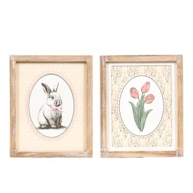 Click here to see Adams&Co 35009 35009 10x12x1.5 reversible wood frame sign (TULIP/BUNNY) multicolor  BUNNIES & BLOOMS COLLECTION