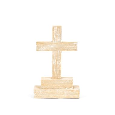 Click here to see Adams&Co 30303 30303 4x6x2 wood shape on stand (CROSS) natural  BUNNIES & BLOOMS COLLECTION