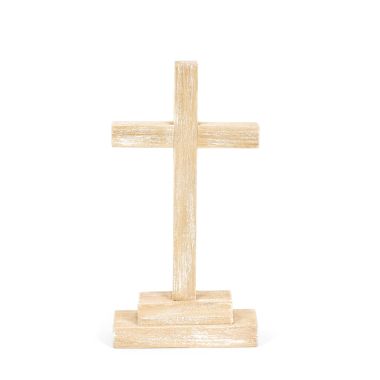 Click here to see Adams&Co 30304 30304 5x10x2 wood shape on stand (CROSS) natural  BUNNIES & BLOOMS COLLECTION