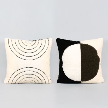 Click here to see Adams&Co 15851 15851 16x16 reversible pillow (CIRCLES) multicolor  NEUTRAL MOD COLLECTION