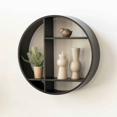 Click here to see Adams&Co 15846 15846 24x24x8 round wood shelf, black  NEUTRAL MOD COLLECTION