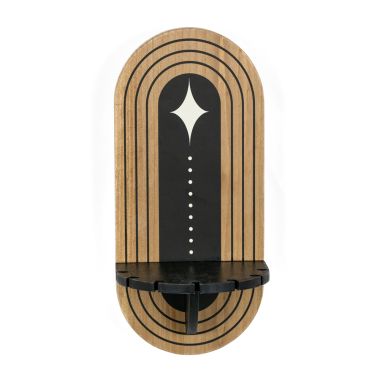 Click here to see Adams&Co 15845 15845 6x13x5 wood sconce shelf, natural, black  NEUTRAL MOD COLLECTION