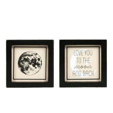 Click here to see Adams&Co 15839 15839 5x5x1.5 reversible wood frame sign (MOON/BACK) multicolor  NEUTRAL MOD COLLECTION