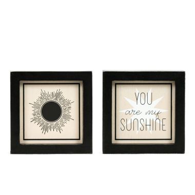 Click here to see Adams&Co 15838 15838 5x5x1.5 reversible wood frame sign (SUN/SUNSHINE) multicolor  NEUTRAL MOD COLLECTION