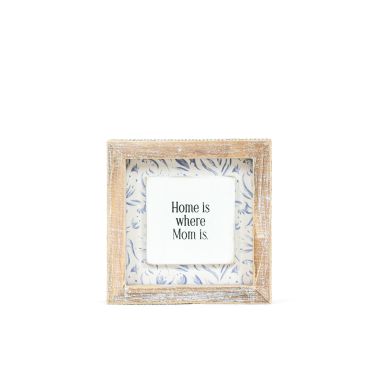 Click here to see Adams&Co 12619 12619 5x5x1.5 reversible wood frame sign (HOME/MOM) multicolor  Mother's Day Collection