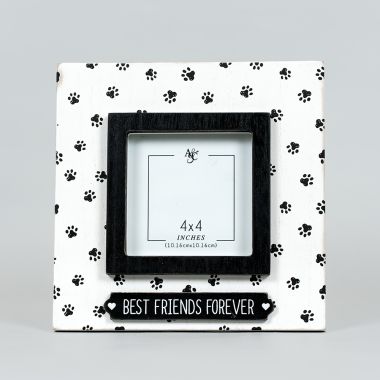 Click here to see Adams&Co 15861 15861 8x8x.75 wood photo frame (FRIENDS) wh/bk (4x4)  Fur Babies Collection