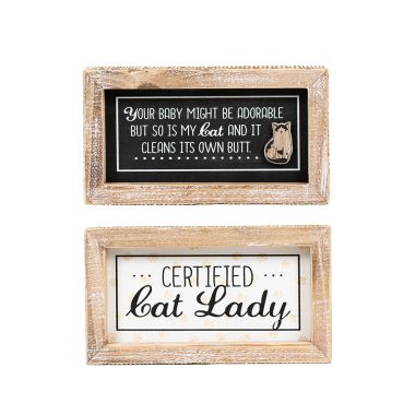 Click here to see Adams&Co 15855 15855 7x4x1.5 reversible wood frame sign (BABY/CAT) multicolor  Fur Babies Collection