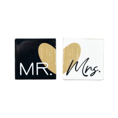 Click here to see Adams&Co 15898 15898 4x4x.25 wood coaster magnet s/2 (MR/MRS) multicolor  YOU & ME COLLECTION