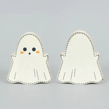 Click here to see Adams&Co 50534 50534 5x5x1 chunky wood shape (GHOST) multicolor  Spookable Collection