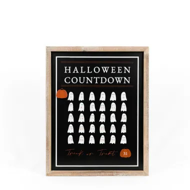 Click here to see Adams&Co 60293 60293 16x20x1.5 rvs wood frame sign (COUNTDOWN/LEAVES) multicolor  Spookable Collection