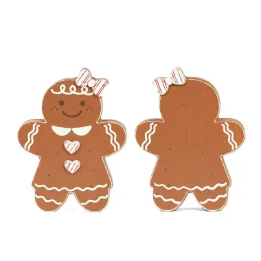 Click here to see Adams&Co 71355 71355 4x5x1.25 chunky wood shape (GINGERBREAD GIRL) multicolor  Tis the Season Collection
