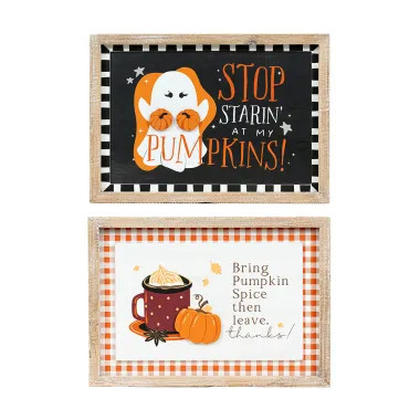 Click here to see Adams&Co 60303 60303 14x10x1.5 reversible wood frame sign (PUMPKINS/THANKS) multicolor  Pumpkins & Sweets Col.