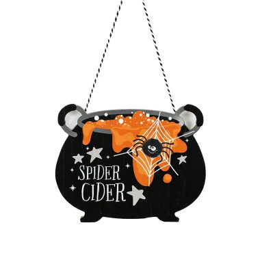 Click here to see Adams&Co 50544 50544 12x10x.5 wood ornament (CAULDRON multicolor  Pumpkins & Sweets Col.