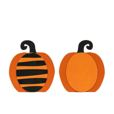 Click here to see Adams&Co 60301 60301 8x9x1.25 wood cutout (PUMPKIN) orange, black  Pumpkins & Sweets Col.