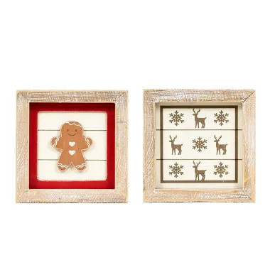 Click here to see Adams&Co 71350 71350 5x5x1.5 rvs wood frame sign (GINGERBREAD/DEER) multicolor  