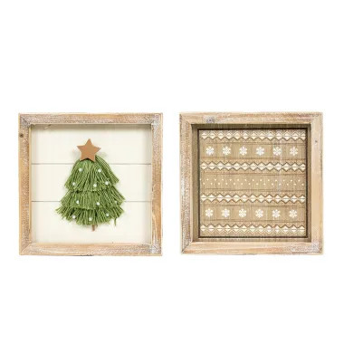Click here to see Adams&Co 71346 71346 7x7x1.5 rvs wood frame sign (TASSEL/PATTERN) multicolor  Tis the Season Collection