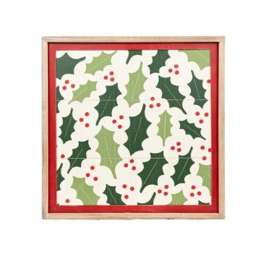 Click here to see Adams&Co 71343 71343 24x24x1.5 reversible wood frame sign (HOLLY/MOUNTAIN) multicolor  Tis the Season Collection
