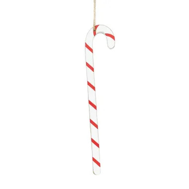 Click here to see Adams&Co 71424 71424 3x12x.5 candy cane ornament, white, red  Santa Express Collection
