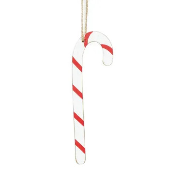 Click here to see Adams&Co 71423 71423 2x7x.5 candy cane ornament, white, red  Santa Express Collection