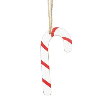 Click here to see Adams&Co 71422 71422 3x5x.5 candy cane ornament, white, red  Santa Express Collection