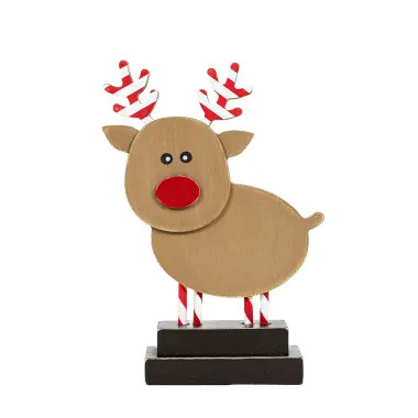 Click here to see Adams&Co 71409 71409 5x7x2 wood cutout on stand (REINDEER) multicolor  Santa Express Collection