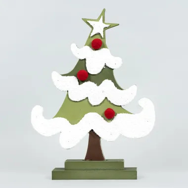 Click here to see Adams&Co 71404 71404 8x12x2 wood cutout on stand (CHRISTMAS TREE) multicolor  Santa Express Collection