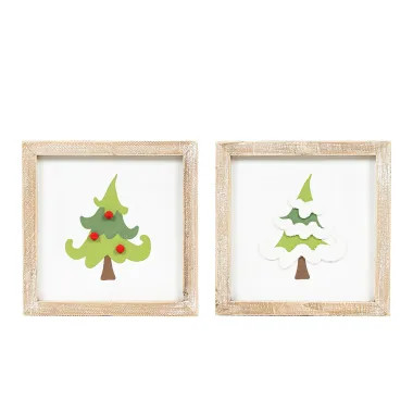 Click here to see Adams&Co 71403 71403 10x10x1.5 reversible wood frame sign (CHRISTMAS TREE) multicolor  Santa Express Collection