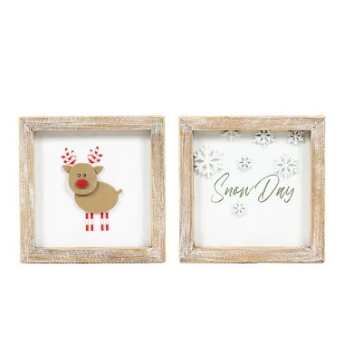 Click here to see Adams&Co 71400 71400 6x6x1.5 rvs wood frame sign (REINDEER/SNOW) multi