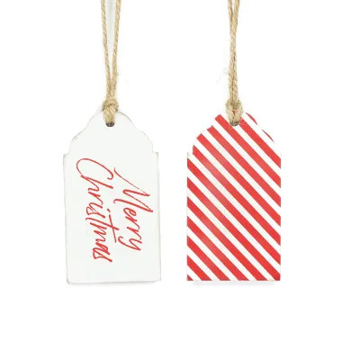 Click here to see Adams&Co 71399 71399 2x4x.25 wood tag (CHRISTMAS) red, white  Santa Express Collection