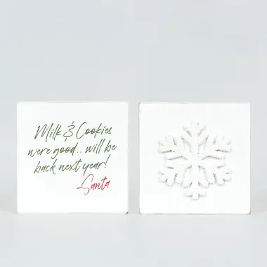Click here to see Adams&Co 71392 71392 5x5x1.5 rvs wood block (SANTA/SNOWFLAKE) multicolor  Santa Express Collection
