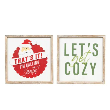 Click here to see Adams&Co 71390 71390 17x17x1.5 rvs wood frame sign (SANTA/COZY) multicolor  
