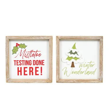 Click here to see Adams&Co 71388 71388 8x8x1.5 rvs wood frame sign (MISTLETOE/WINTER) multicolor  Santa Express Collection