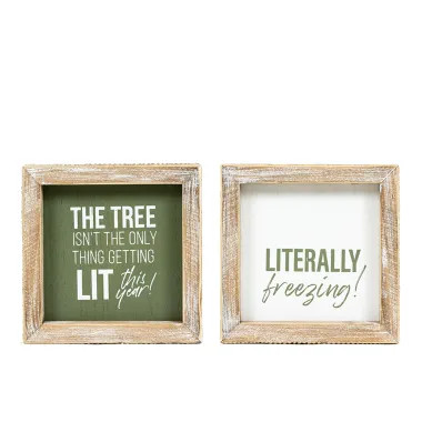 Click here to see Adams&Co 71387 71387 5x5x1.5 reversible wood frame sign (LIT/FREEZING) gn/wh