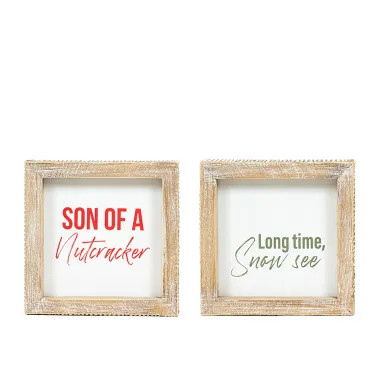 Click here to see Adams&Co 71386 71386 5x5x1.5 reversible wood frame sign (NUTCRACKER/SNOW) multicolor  Santa Express Collection