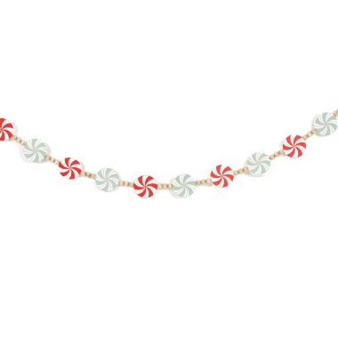Click here to see Adams&Co 75616 75616 60x2x.5 wood bead garland (PEPPERMINT) multicolor  Santa Claus Is Coming To Town Collection