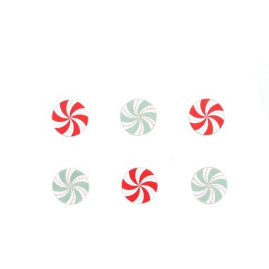 Click here to see Adams&Co 75611 75611 2x2x.25 wood shapes s/6 (PEPPERMINT) multicolor  Santa Claus Is Coming To Town Collection