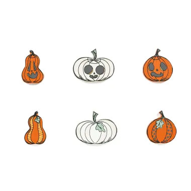 Click here to see Adams&Co 55333 55333 2x2x.25 wood shape s/6 (PUMPKINS) multicolor  SWEET & SPOOKY