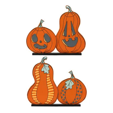 Click here to see Adams&Co 55320 55320 19x16x2 reversible wood cutout on base (PUMPKINS) multicolor  SWEET & SPOOKY