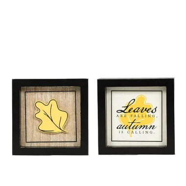 Click here to see Adams&Co 55318 55318 5x5x1.5 reversible wood frame sign (LEAF/AUTUMN) multicolor  SWEET & SPOOKY