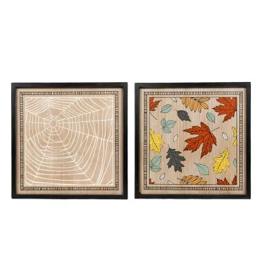 Click here to see Adams&Co 55306 55306 20x20x1.5 reversible wood frame sign (WEB/LEAVES) multicolor  SWEET & SPOOKY