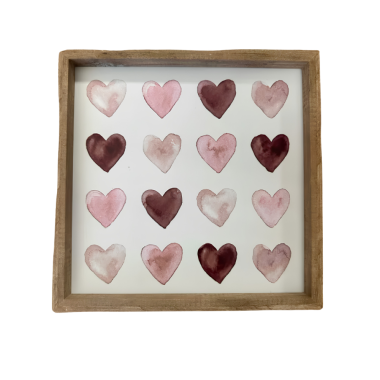 Click here to see Adams&Co 22501 22501 10 x10 x1 Reversible wood framed sign  Hearts/Shamrocks