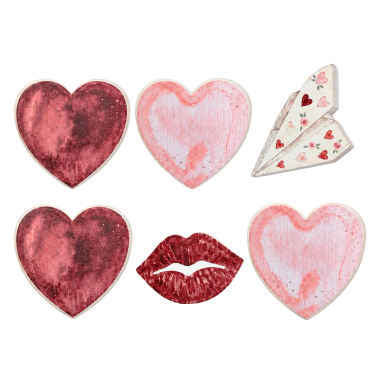 Click here to see  22444 22444 2x2x.35 Set of 6 watercolor valentines Letterboard Shapes