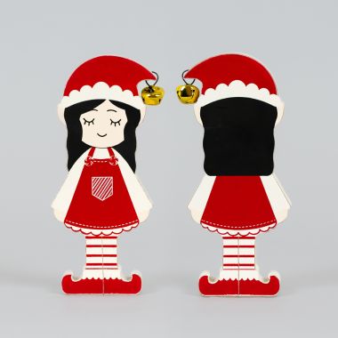 Click here to see Adams&Co 71298 71298 3x6x1 chunky wood shape (GIRL ELF) multicolor Candy Cane Lane Collection