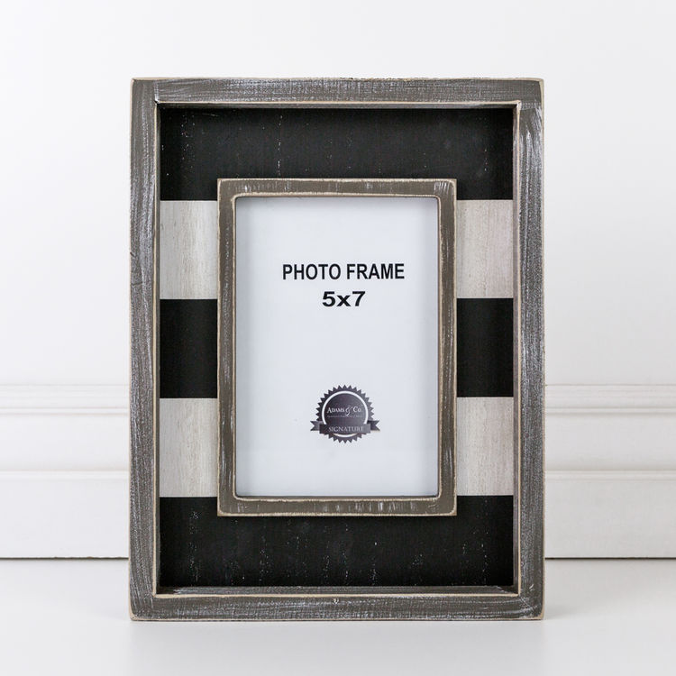 9 X 11 75 1 Wood Frame Stripes Black White 5 7