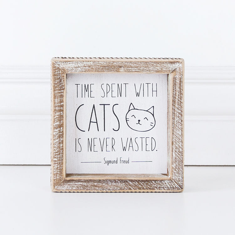 5 X 5 X 1 5 Wood Framed Sign Time Spent With Cats Is